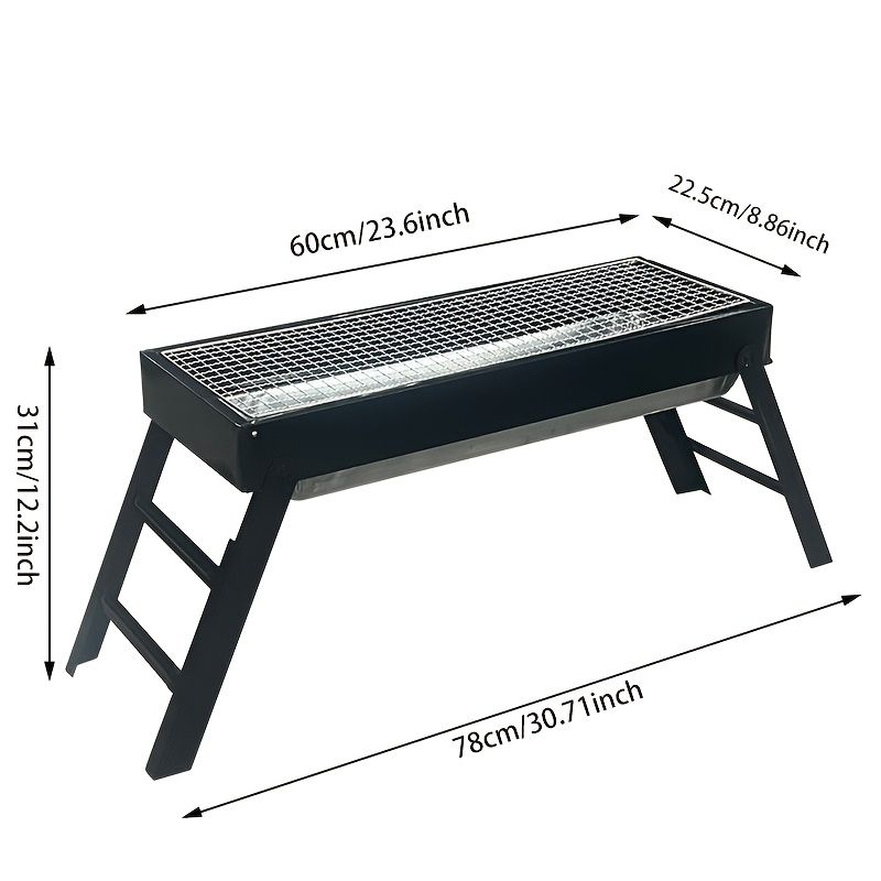 Portable foldable barbecue grill with adjustable height and built-in side rack - heavy-duty metal outdoor barbecue grill, suitable for backyard, camping — image 4