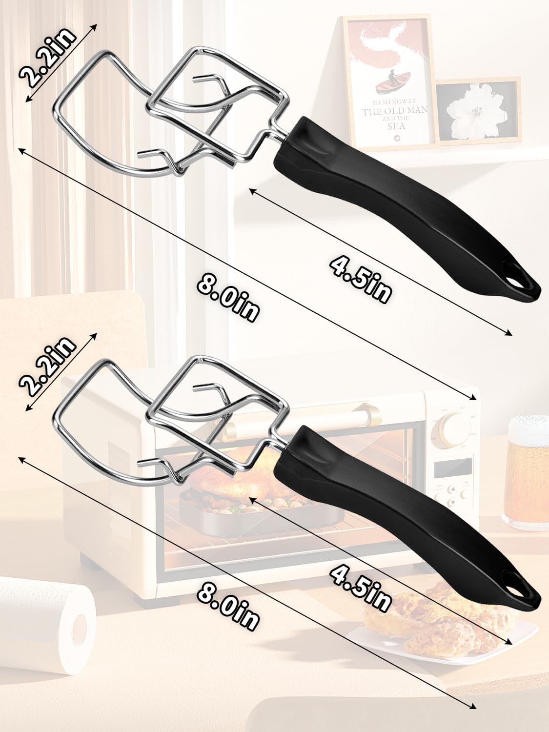 2-Piece Air Fryer Oven Baking Tray Puller Set - Oven Rack Puller Clip Handle Accessory for Air Fryers and Ovens — image 4