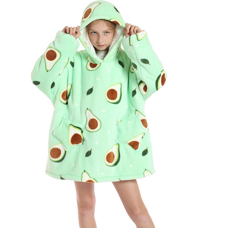 Childrens Cartoon Flannel Hooded Blanket Polyester Children's cold clothing deer All yards — image 4