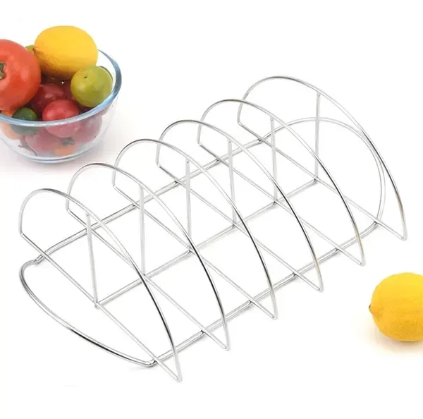 Stainless Steel BBQ Rib Rack, Non-Stick Holder for up to 5 Racks of Ribs, Outdoor Grilling, Camping and Oven Cooking, 38 cm — image 5