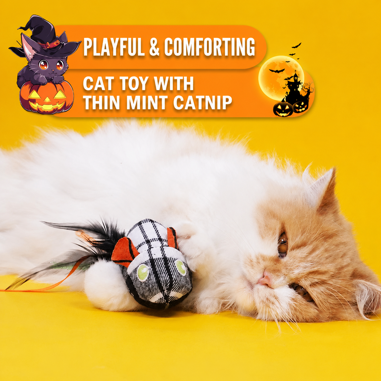 Delight your feline friend this spooky season with our Halloween-themed catnip toys, featuring plush skeletons, mummies, and pumpkins that awaken — image 3