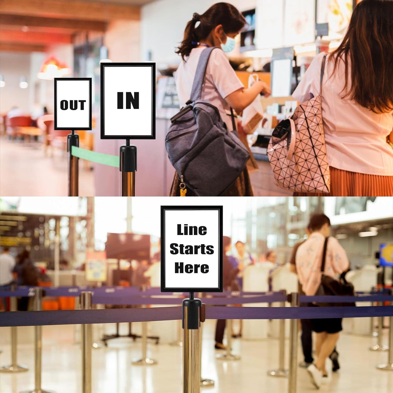 Portrait Display Double Sided Sign Frame Crowd Control & Queue Barrier- Double-Portrait Frame Diameter Retractable Belt — image 3