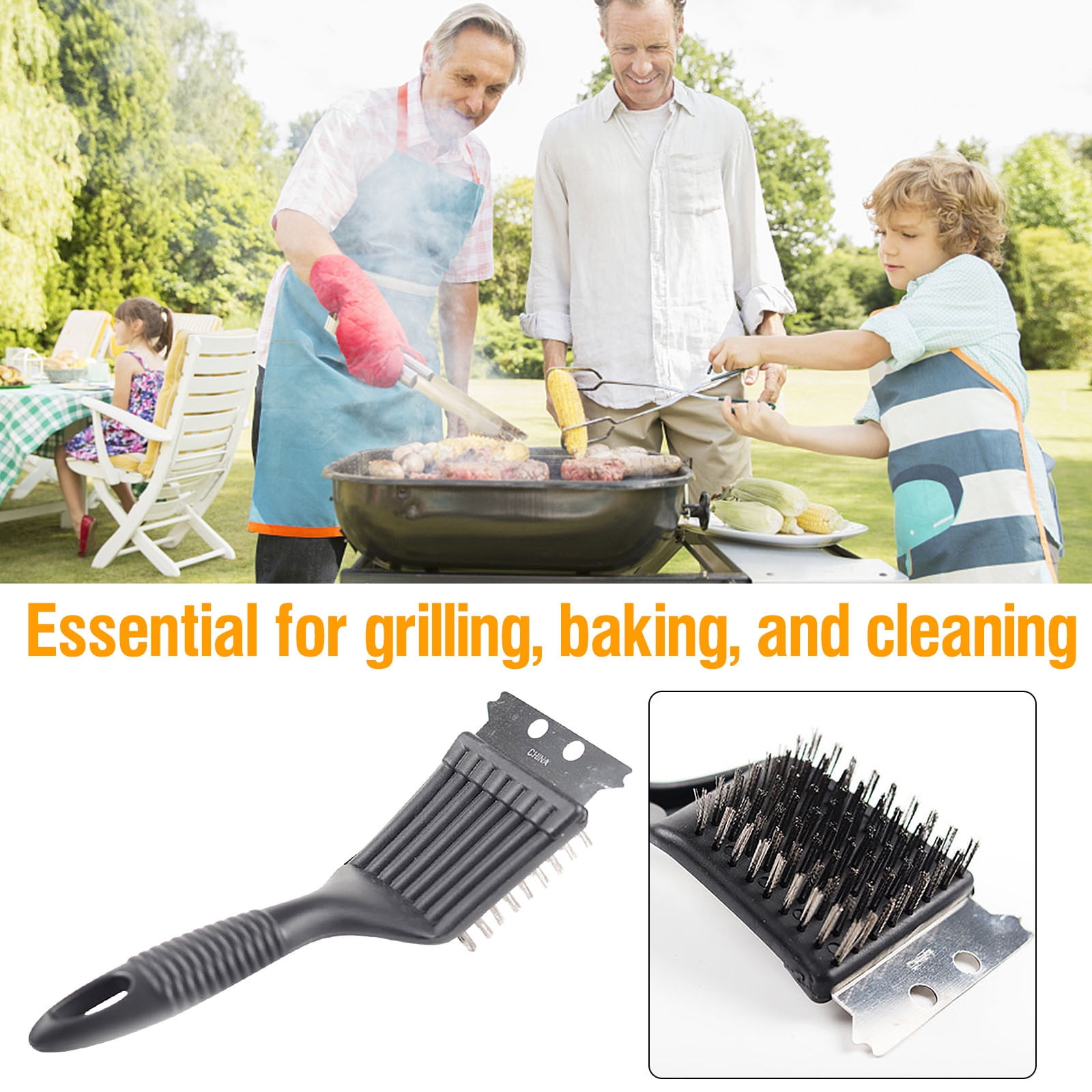 Stainless Steel Grill Cleaning Brush, Wire Brush, Grill Brush Cleaner Tool with Scraper and Wire Brush for Gas, Electric, Charcoal Grill, BBQ Grill, r, Grill — image 2