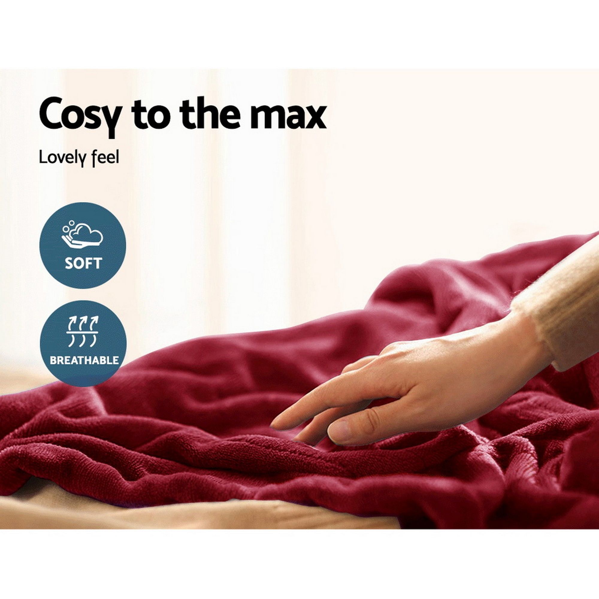 Giselle Electric Throw Rug Heated Blanket Fleece Red — image 6