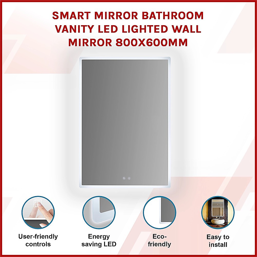 Smart Mirror Bathroom Vanity LED Lighted Wall Mirror 800x600mm โ image 3