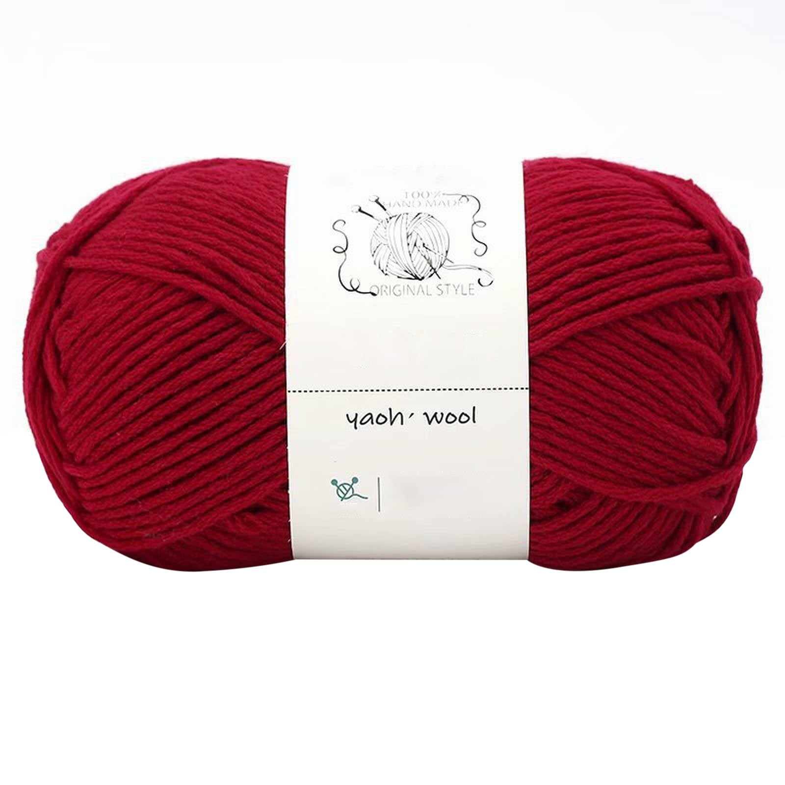 1 Pack 100 g Cotton Crochet Yarn, Soft Hand Knitting Yarn for Sweaters, Scarves, Cushions and DIY Crafts, Red, for Hand Knitting and Crochet Projects