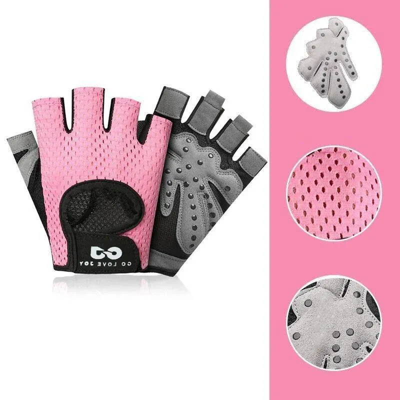 L Size Women Fitness Gym Training Gloves Half Finger Gel Weight Lifting Workout Gloves - Grey โ image 3