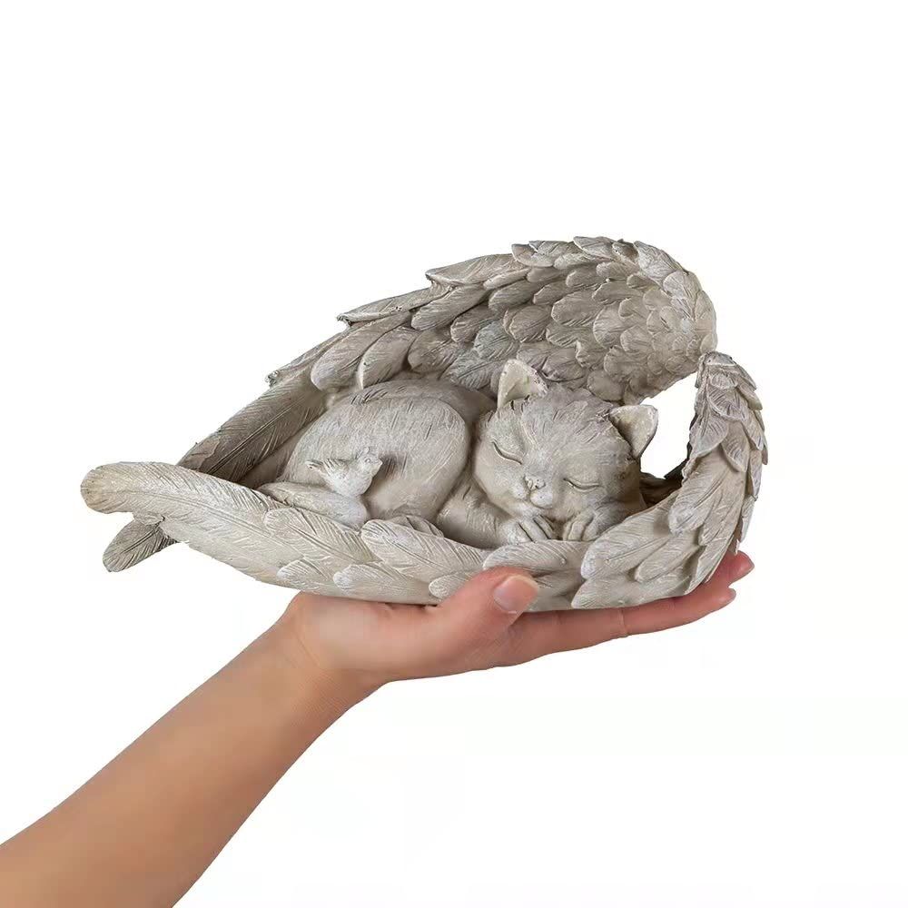Cat Angel Memorial Statue Commemorates Our Lost Fur Baby,Cat Figurines is Placed in The Outdoor Garden or Tombstone — image 3