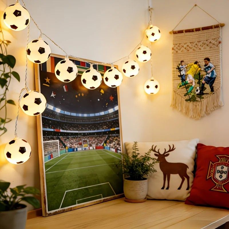Football Shaped LED String Light, Warm Yellow Soft Glow, Cozy Decoration for Bedroom and Party. Battery Powered, 3Meters with 20 Lights โ image 6