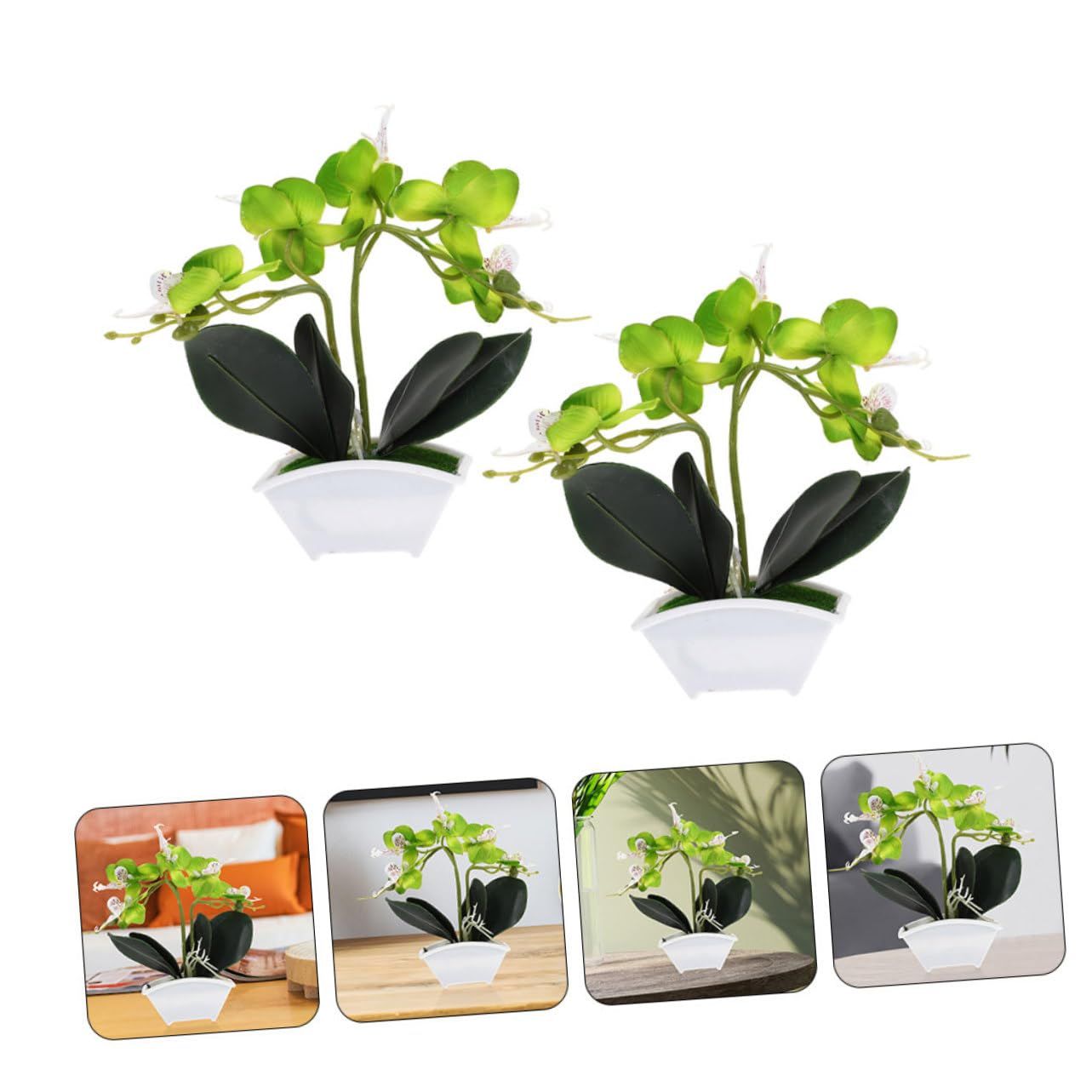 2pcs Simulation Phalaenopsis Lifelike Potted Flower Faux Potted Flower Small Fake Bonsai Ornaments Simulated Potted — image 3