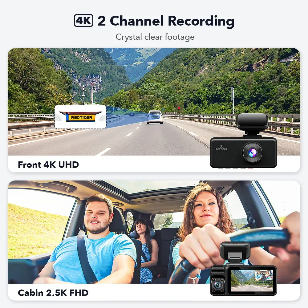 4K 3 Channel Dash Cam with 5G WiFi, Front, Rear, and Inside Recording, Free 64GB SD Card — image 3