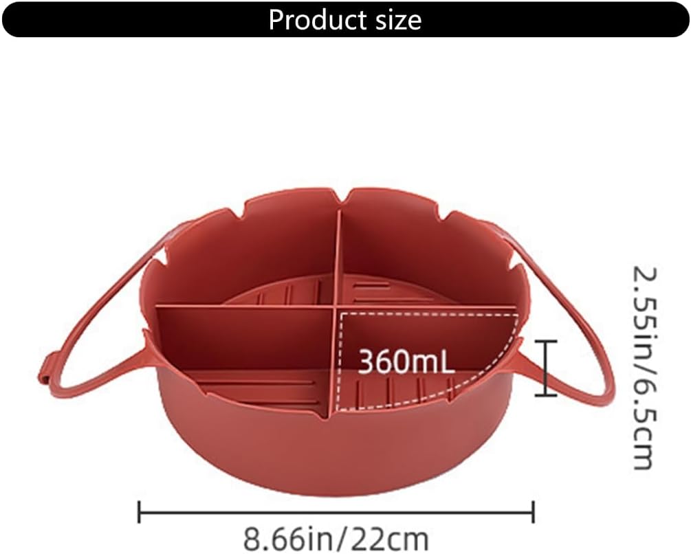 Silicone Air Fryer Basket Liner with Four Compartments, Reusable Oven Safe Cooking Bowl for Baking, Grilling and Meal Prep, Grey โ image 2