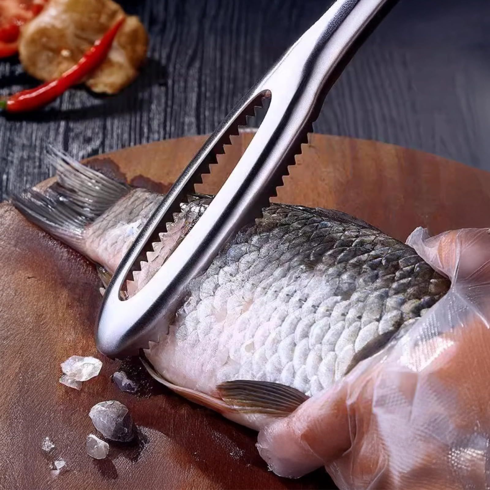 Fish Scale Remover, Stainless Steel Fish Scaler Easy Use Fish Descaler Tool,Fish Scaler Remover Lung Remover for Family Kitchen,Easy to Clean Kitchen Tool 2pcs โ image 2