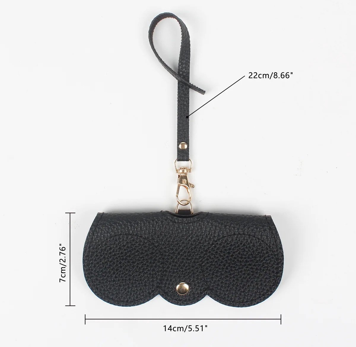 Glasses Case | Glasses Pouch | Glasses Cover | Sunglasses Holder | Sunglasses Pouch | Slide In | With Lanyard Bag Hanger | PU Leather | Black — image 3