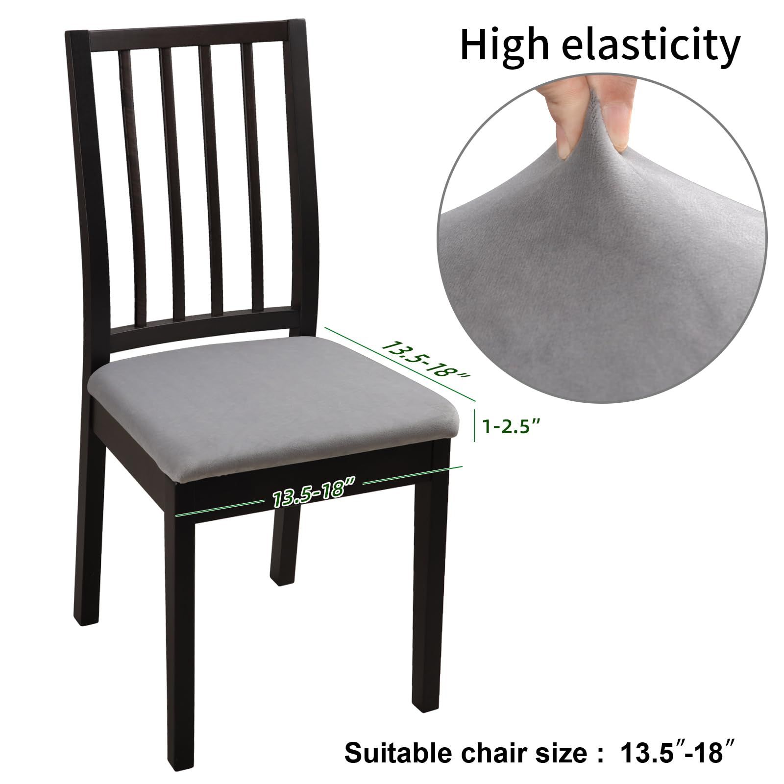 Two telescopic chair seat covers, washable cushion covers for hotels, ceremonies, banquets, wedding banquets, and restaurants (gray, 2 pieces) — image 5