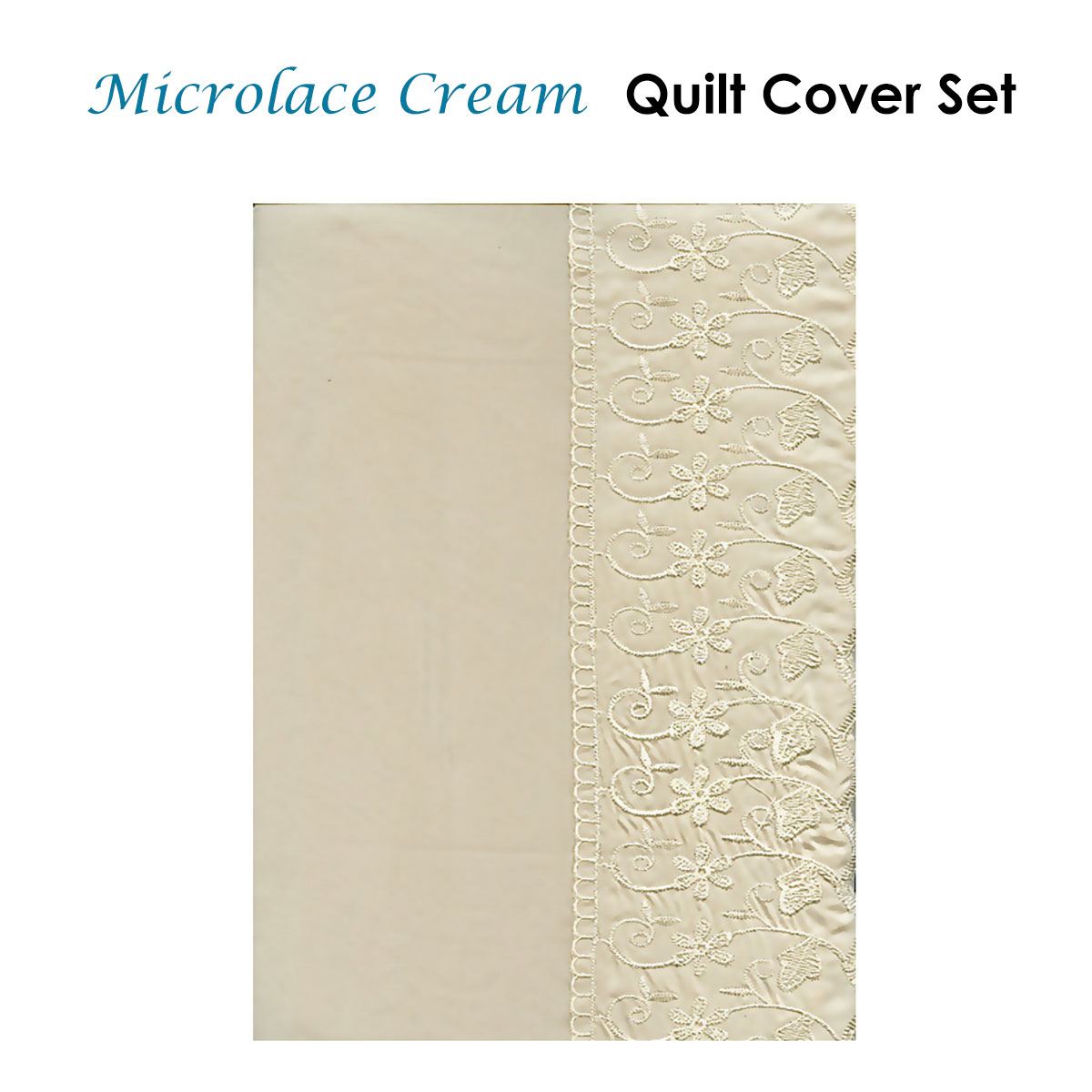 Essentially Home Living Microlace Cream Quilt Cover Set Single — image 2
