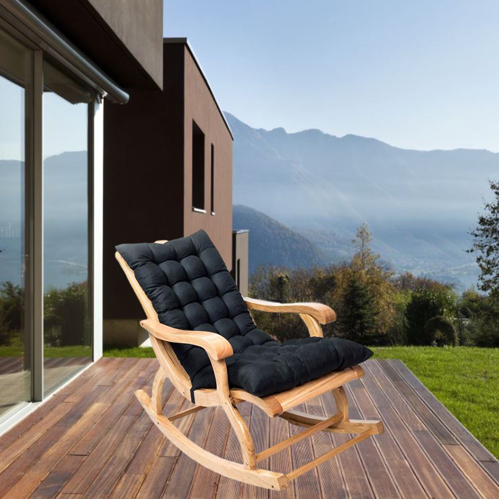 Suede Sun Lounger Chair Cushions Non Slip Rocking Chair Cushion Garden Recliner Quilted Thick Padded Seat Cushion with Ties — image 3