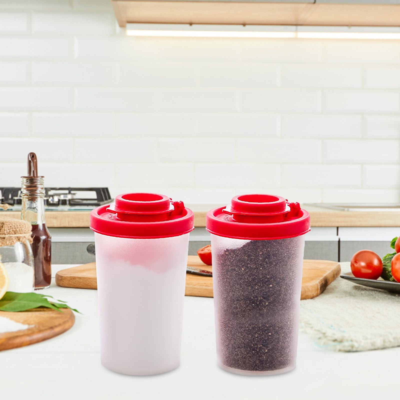 2 Pieces Salt And Pepper Shakers Moisture Proof, Plastic Salt Shakers, Salt Shaker To Go Camping Picnic Outdoors Kitchen Lunch Boxes, Red — image 6