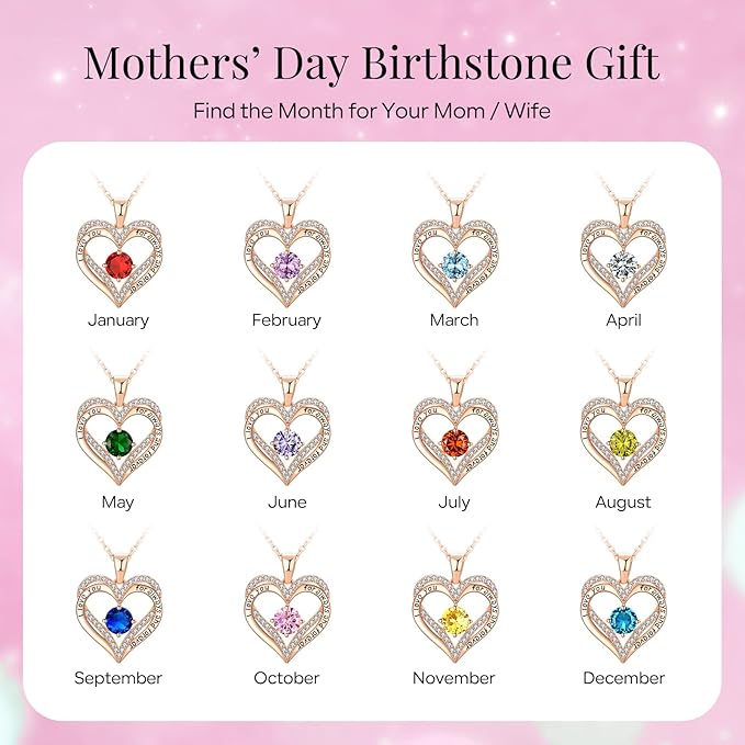 18K Rose Gold Necklaces for Women, 925 Sterling Silver Gifts for Mothers Day, Jewelry for Wife Mom Her Girlfriend, Birthstone Diamond Necklace for Birthday — image 5