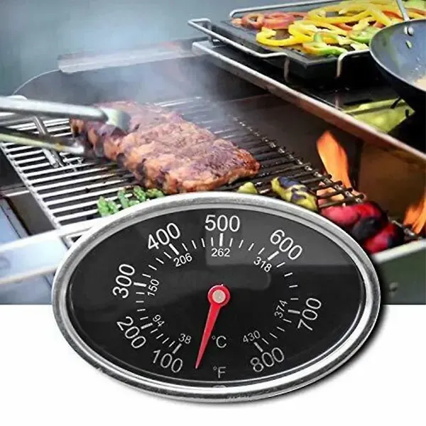 Stainless Steel BBQ Grill Lid Thermometer Replacement with Heat Indicator for Grill and Oven Lids, Black, 8 × 5 cm — image 3