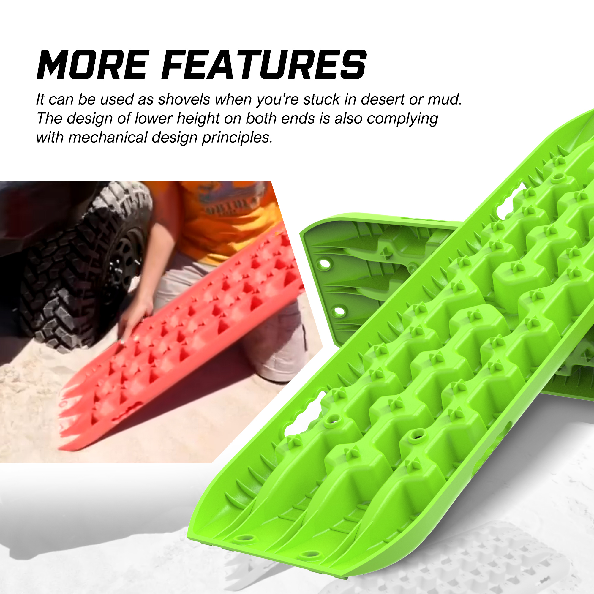 X-BULL Recovery tracks Sand tracks 2 Pairs Sand / Snow / Mud 10T 4WD Gen 3.0 - Green โ image 4