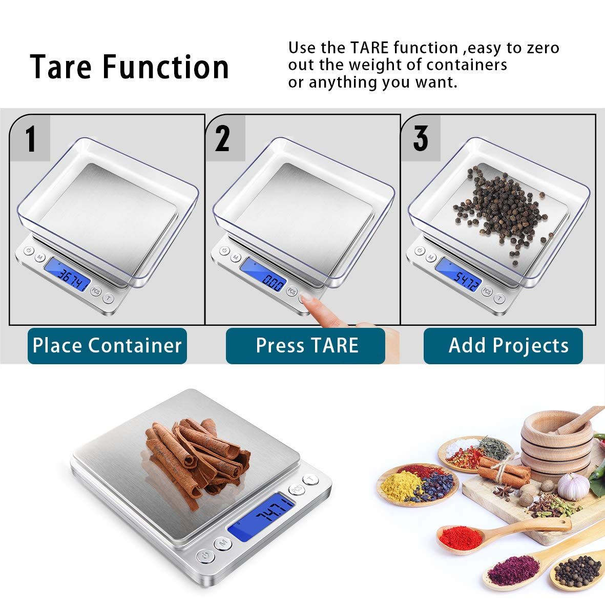 Small Kitchen Scale, 500g/ 0.01g Small Gram Weight Scale, Precision Lab Scales Digital Weight Grams and Oz, Digital Gram Scale โ image 2