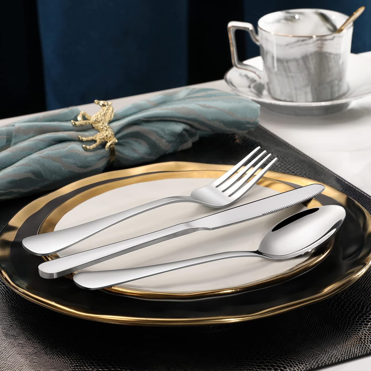 24-piece Forks and Spoons Silverware Set, Food Grade Stainless Steel Flatware Cutlery Set for Home, Kitchen and Restaurant, Mirror Polished, Dishwasher Safe — image 6