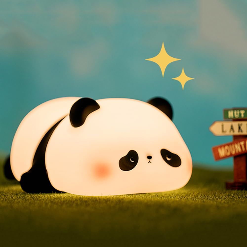 Cute Panda Night Light, Silicone Animal Light, Squishy Dimmable Lamp, Rechargeable Panda Nightlight for Bedroom Nursery