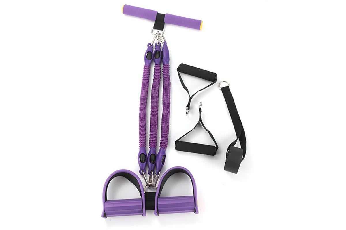 1 Set 4-in-1 Resistance Band Pedal Puller for Sit-Up Home Gym Yoga Pilates - 3 Tubes โ image 2