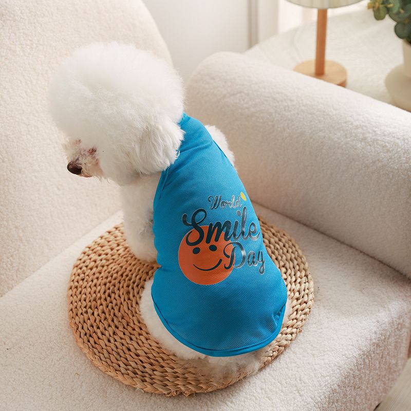 Pet Mesh Vest Polyester Trendy Cartoon Style Mesh vest-smiley face