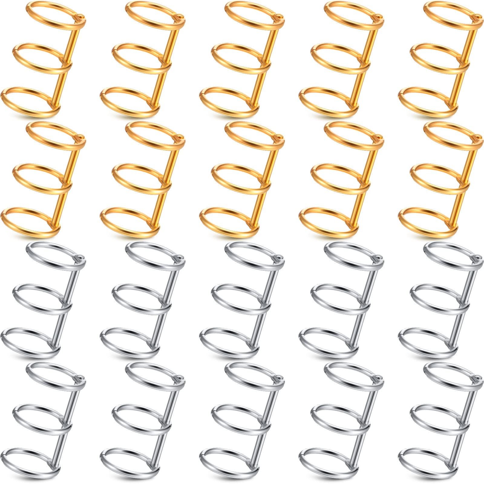 12 pcs 3 Ring Metal Loose Leaf Binders Book Rings with 20 mm Inner Diameter for DIY Travel Diary, Photo Album, Binding Spines