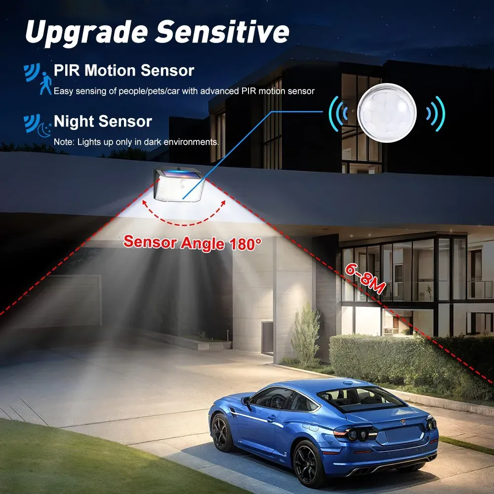 6 Pack Black Solar Motion Sensor Lights Outdoor Security Lamp 2000LM IP65 โ image 5