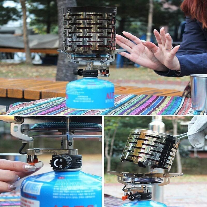 Mini Camping Gas Stove Metal Heater with Handle and Stainless Steel Cover — image 4