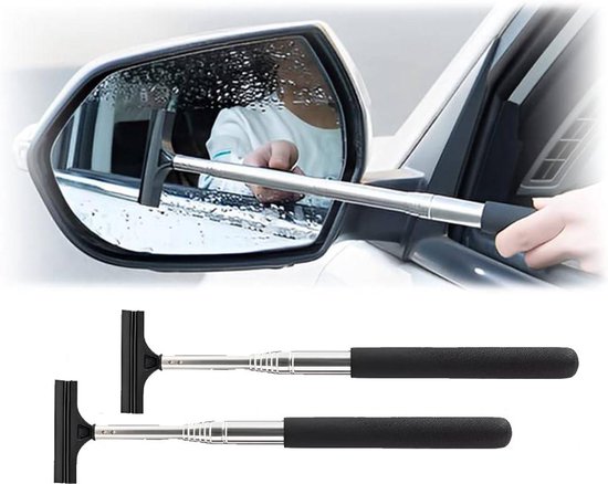 Rearview Mirror Wiper Blades - 2-Piece Set - Telescopic Rearview Mirror Wiper Blades - Portable Wiper Blades - Telescopic up to 98cm - Portable Cleaning Tool