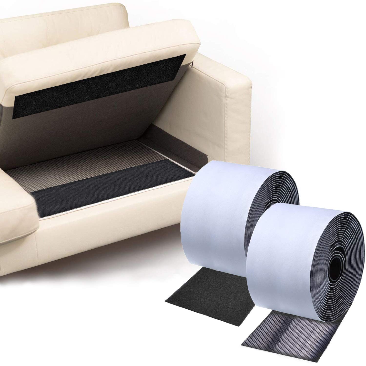 Couch Cushion Non Slip Pads to Keep Couch Cushions from Sliding, Hook and Loop Smooth Surfaces, 2m Long and 10cm Wide