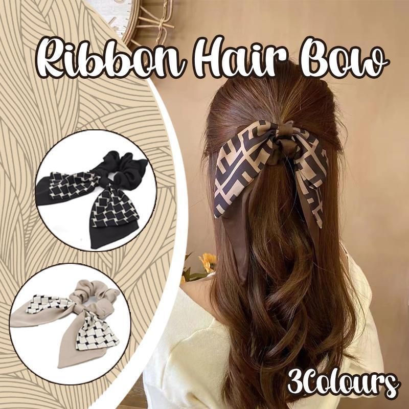Women Elegant Scrunchies for Hair Ribbon Ties Bow Scrunchies Ponytail Scrunchie - Brown โ image 2