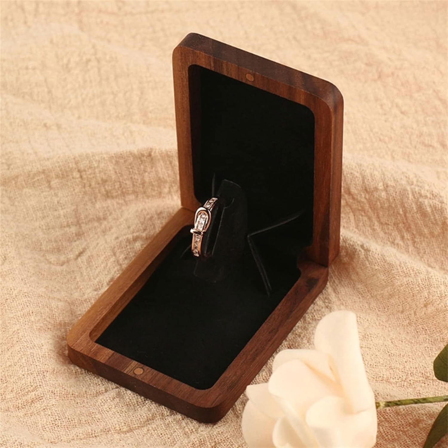 Handcrafted Wooden Rotating Ring Box, Portable Proposal Ring Box Ring Holder Wooden Ring Box Heart Shaped Ring — image 4