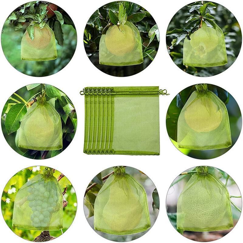 50/100PCS Garden Fruit Protection Net Bags Insect Proof Drawstring Mesh Organza - 50Pcs 20 × 30cm — image 5
