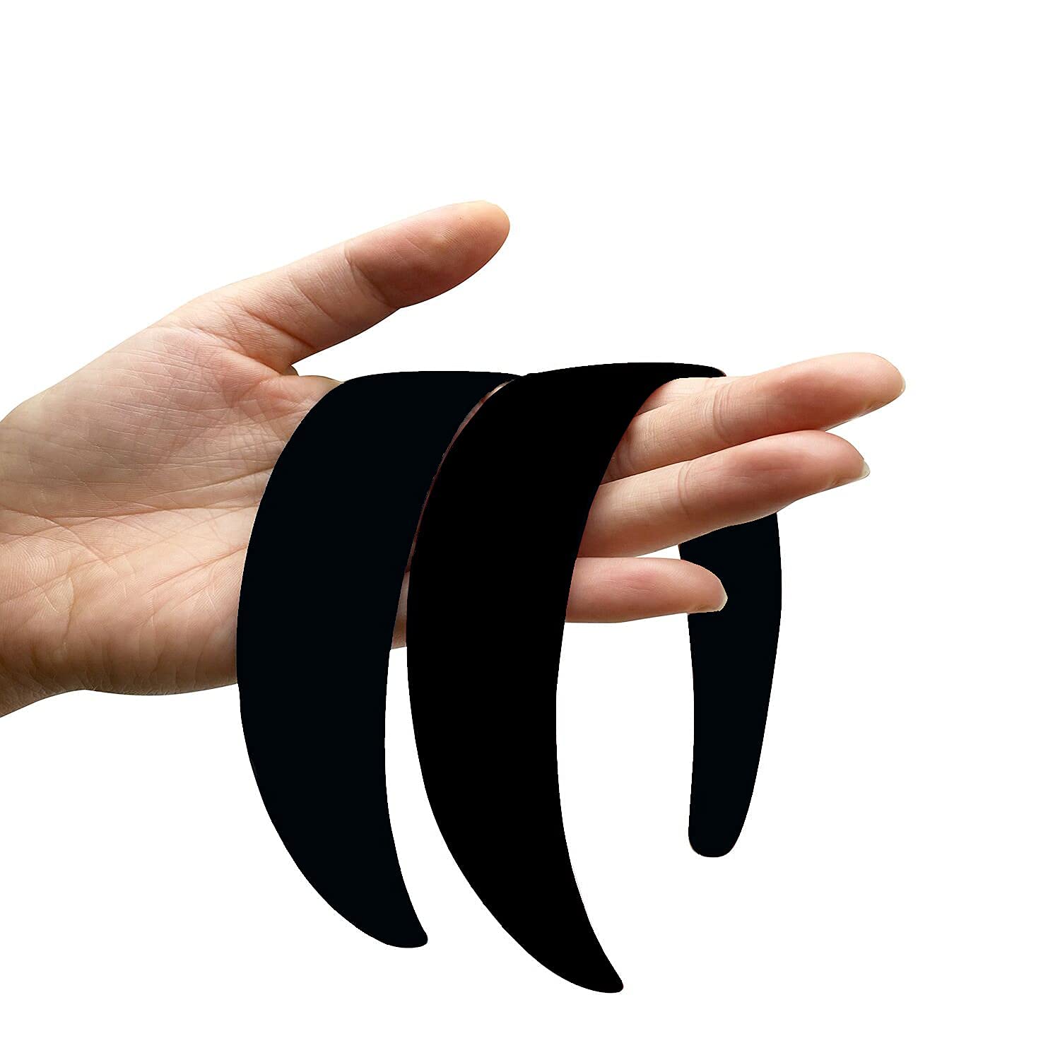 BallHull 1.2 Inch Satin Headbands, Ladies and Girls Antiskid Hard Hair Bands, DIY Hair Headbands, 6 Pcs Black — image 3