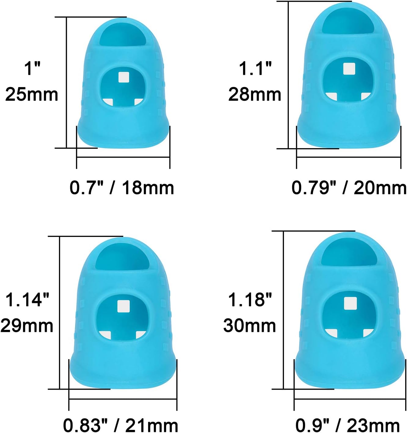 16 Pcs Finger Tips, 4 Sizes Silicone Thimble Fingertip Grips Thumb Protectors Pads Cover for Hand Sewing, Paper Sorting, Page Turning, Money Counting, Guitar โ image 3