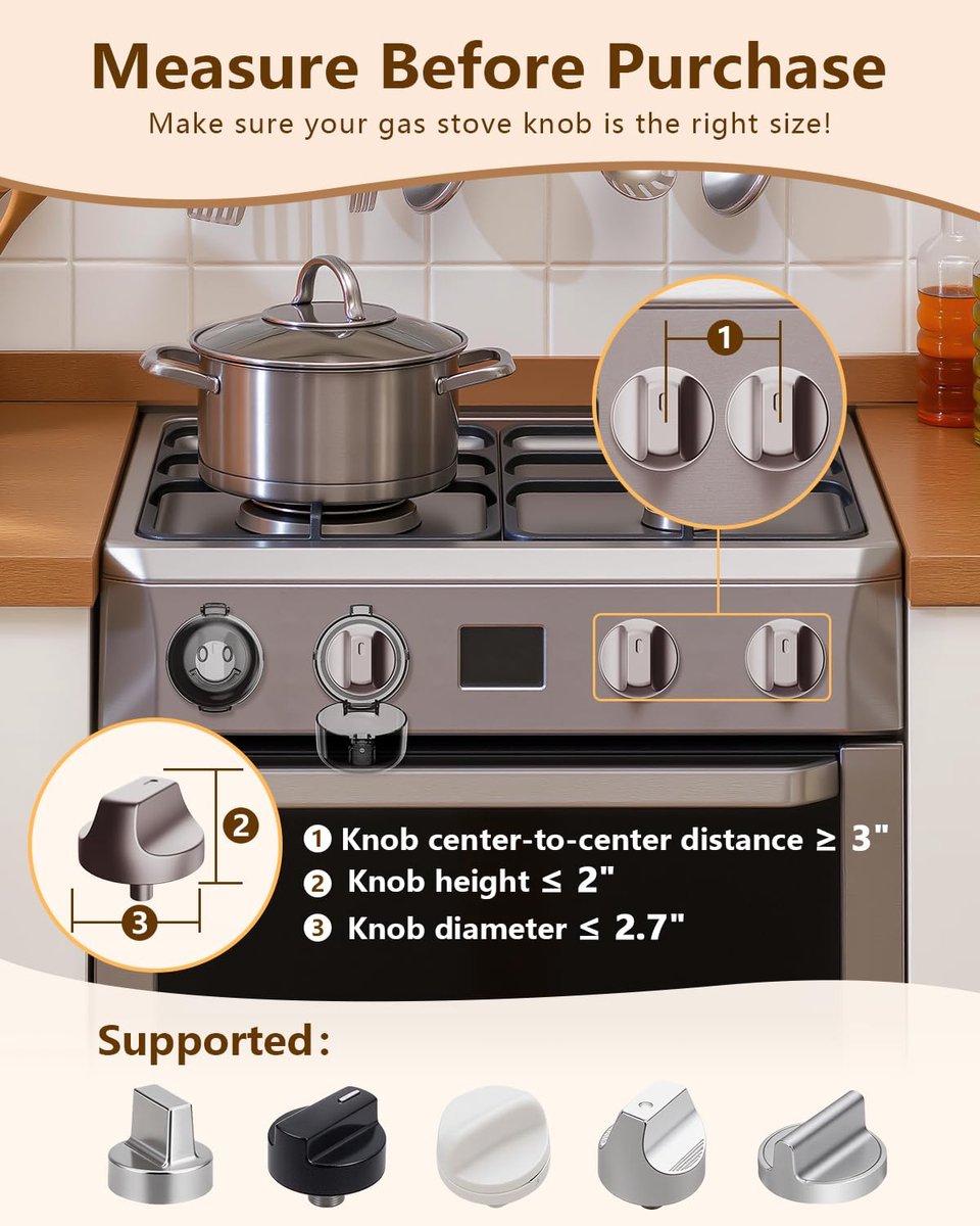 5 child-safe covers for stove knobs - heat-resistant and oil-resistant protectors - strong adhesive locks for gas stove and oven knobs, semi-transparent black — image 3