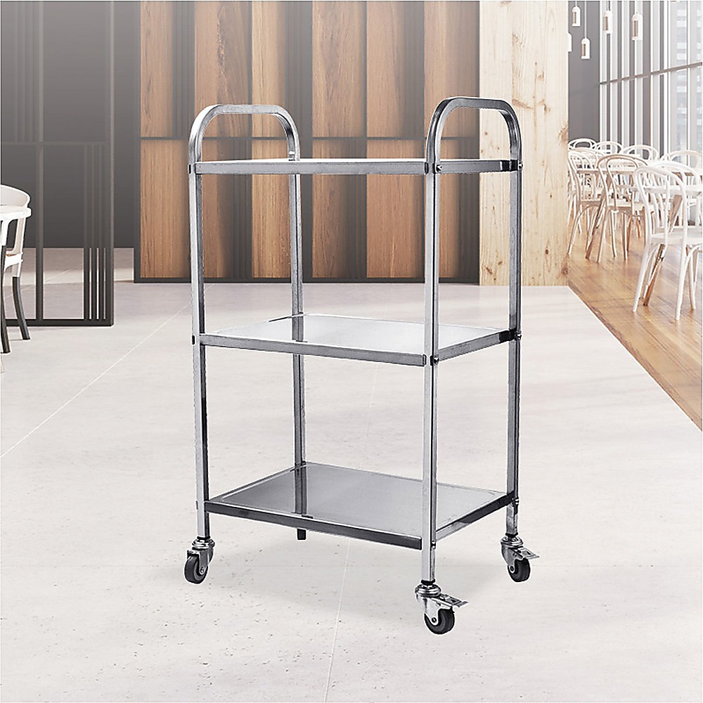 3 Tiers Food Trolley Cart Stainless Steel Utility Kitchen Dining Service โ image 6