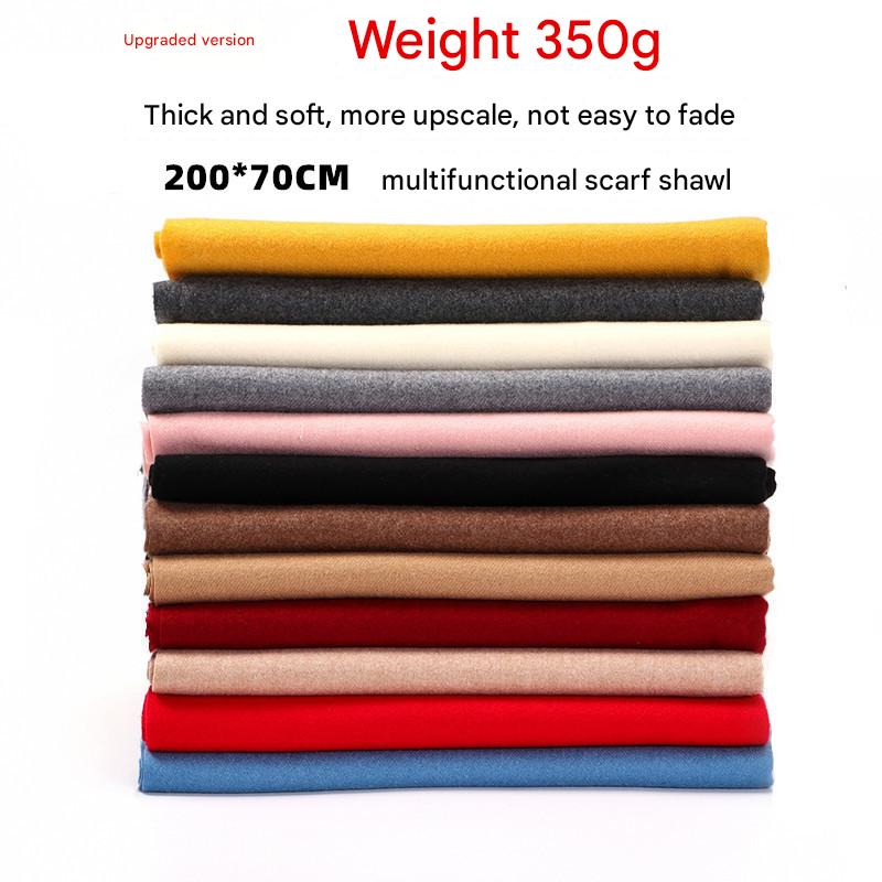 Luxury Cashmere Blend Scarf, Large 200x70cm Fringed Scarf (Ivory) โ image 2
