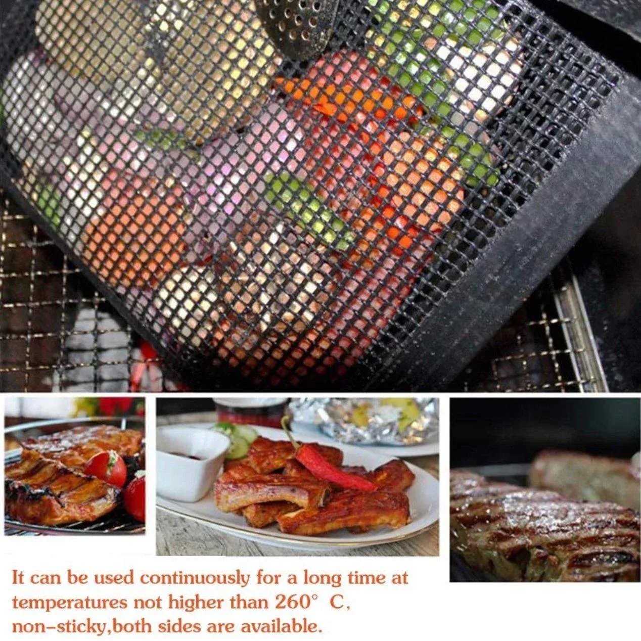 24 × 14CM BBQ Grilling Mesh Reusable Bag Outdoor Camping Barbecue Grill Mats Cooking Pads - Black — image 6