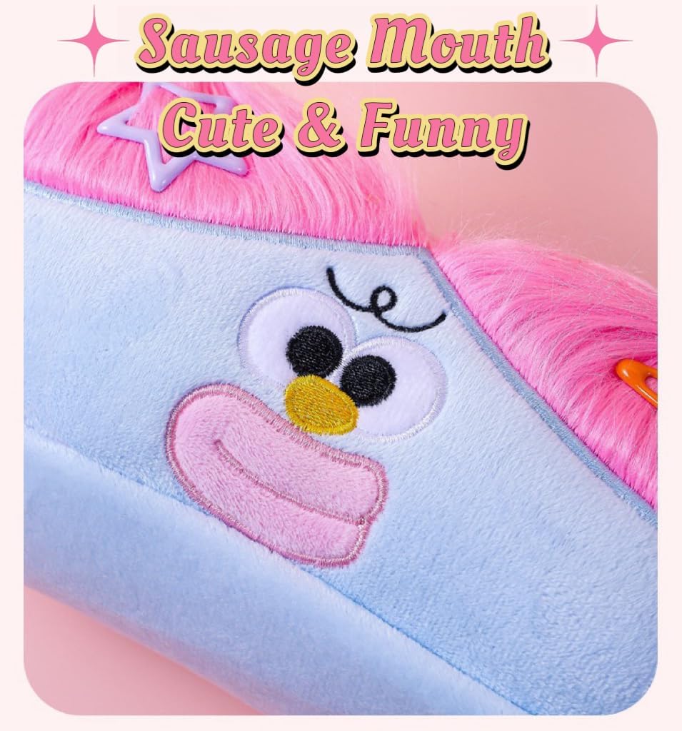 Purple Funny Plush Big Eye Monster Pencil Case with DIY Messy Hair Large Capacity Stationery Pouch for Australian Students and School Gift โ image 2