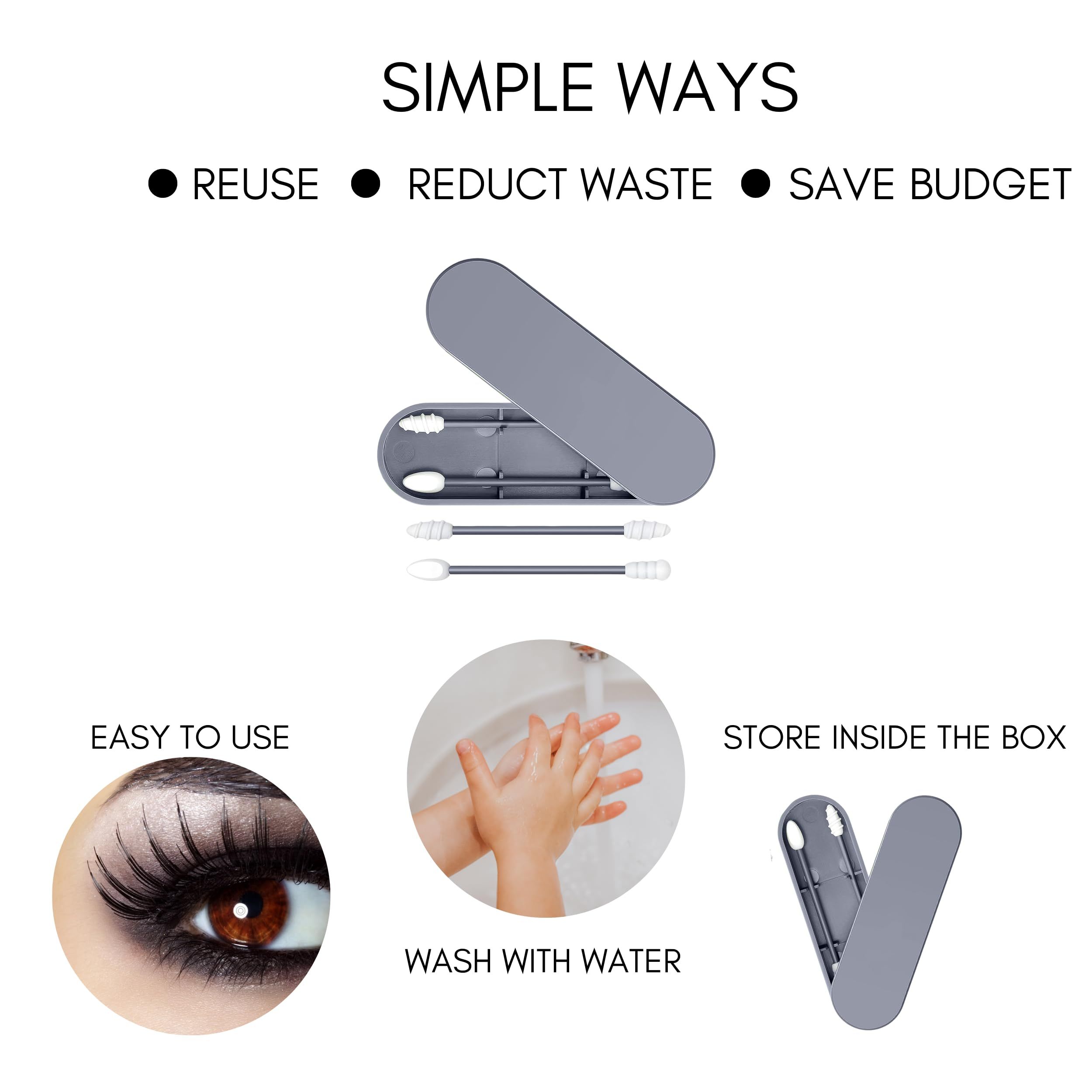 Portable and Reusable: Double-Tipped Silicone Swabs – for Cleanable Ear Care, Makeup, and Travel Essentials — image 2