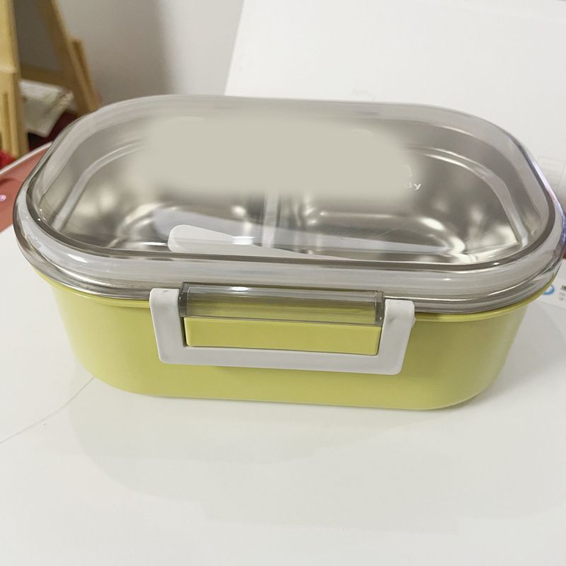 Stainless Steel Lunch Box Korean Style 2 Compartment Bento Box Metal Food Container for Kids Adults Pupils Office Workers chartreuse โ image 5