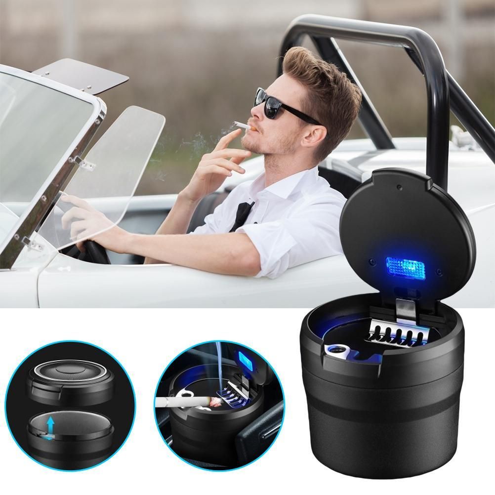 Car Ashtrays with Lid and LED Light Portable Ashtray for Car Mini Car Trash Can Waterproof for Outdoor Travel Home Use โ image 2