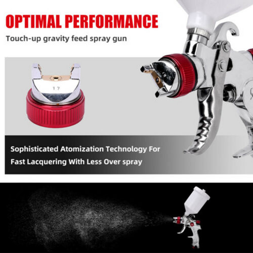 Spray Gun Kit HVLP Gravity Feed Air Paint Sprayer 3 Nozzles 1.4mm 1.7mm 2mm โ image 5