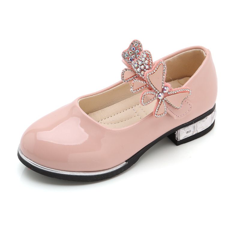Girls Leather Shoes Bow Zipper Anti Slip Black LD-009 26 yards in length 16.3cm โ image 4